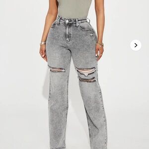 Women's Distressed Gray Jeans fashion nova ripped stretch